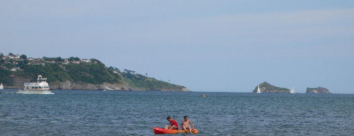View from Preston Sands family beach for canoeing, swimming, surfing, windsurfing, diving & sailing